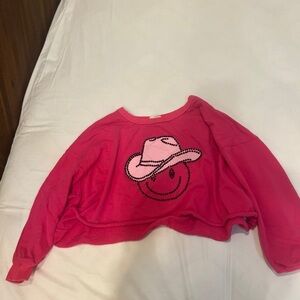 super cute boutique rhinestone cropped crewneck/sweater